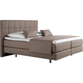 Home Affaire Boxspringbett HOME AFFAIRE "Neon", beige, B:118cm L:210cm, Strukturstoff-Bezug (100% Polyester), Komplettbetten, Boxspringbett, in 3 Matratzenarten, feine Steppung im Kopfteil, 2 Härtegrade