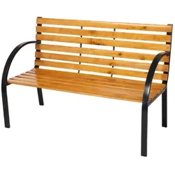 Lex Parkbank Tannenholz Gartenbank Sitzbank Holz Metall Balkon Terrasse 122x80cm : Natur hell