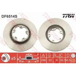 TRW DF6514S Bremsscheibe TRW SINGLE