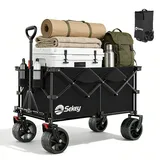Sekey XXL Plus Bollerwagen Faltbar mit Breiten All-Terrain-Rädern 200KG 200L Schwarz