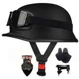HALYING Halbschalenhelm mit ABS-Schale ECE-zertifizierter | Leichter Mofa Helm Retro für Herren/Damen| atmungsaktives Innenfutter, herausnehmbarer Ohrenschutz | Für Chopper,Roller,Motorrad