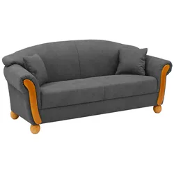 3-Sitzer HOME AFFAIRE "Milano Vintage", grau (dunkelgrau), B:190cm H:83cm T:81cm, Sofas, mit Federkern, Bezug in Lederoptik, incl. Zierkissen