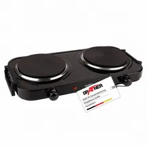 Grafner Doppelkochplatte 2000 Watt 2 Massekochfelder Ø 155 mm stufenlose Temperatureinstellung Schwarz/Weiß