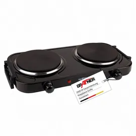 Grafner Doppelkochplatte 2000 Watt 2 Massekochfelder Ø 155 mm stufenlose Temperatureinstellung Schwarz/Weiß