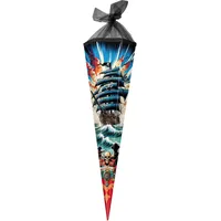Goldbuch 98 159 Schultüte 85 cm Piratensturm, Zuckertüte 6-eckig, Geschenktüte mit Piraten-Motiv, Geschenkverpackung aus Lackkarton, Einschulungstüte mit schwarzem Netzverschluss, ca. 85 x 24 x 20 cm