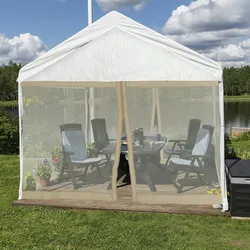Relaxdays Relaxdays Moskitonetz für 3 x 3 m Pavillon, 2 Seitenteile, mit Reißverschluss & Klettband, 12 m XL Mückennetz, beige