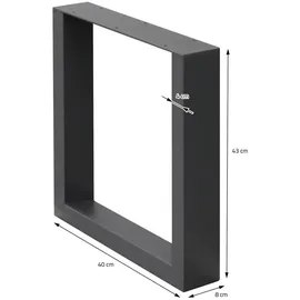 ECD Germany 2x Tischbeine 40x43 cm, Anthrazit, Pulverbeschichteter Stahl, Industriedesign, Metall 40x8x43 Esszimmer, Tische, Esstische, Tischsysteme