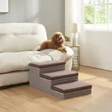 Hundetreppe 'Vojens' Haustiertreppe mit 3 Stufen 75x40x30 cm Braun/Grau...