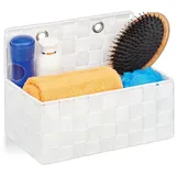 Relaxdays Aufbewahrungskorb hängend Organizer im Bad Flur Schlafzimmer Hängeaufbewahrung 20 x 25 x 16,5 cm weiß