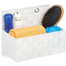 Relaxdays Aufbewahrungskorb hängend Organizer im Bad Flur Schlafzimmer Hängeaufbewahrung 20 x 25 x 16,5 cm weiß