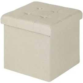 Woltu Sitzhocker Leinen 37,5 x 38 x 37,5 cm Cremeweiß