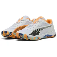 Puma Unisex NOVA Court Tennisschuh, White Black-Vivid Blue-Heat FIRE,