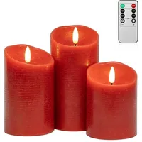 NOXINDA Rote LED Kerzen 3er Set mit Fernbedienung