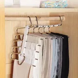 3 Stück Hosenbügel Kleiderbügel Platzsparend, 5 In 1 Edelstahl Faltbare Hosenkleiderbügel, mehrfach Hosenbügel mit Rutschschutz für Hosen, Schals, Jeans, Kleidung, Handtücher