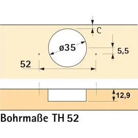Hettich Topfband SENSYS 8645i T52 Mittelanschlag 110° mit Montageplatte - Silber