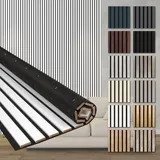 HEXIM Akustikpaneele 2 Stück 278x60cm Holz Comfort - flexible Holzpaneele Platten Lamellenwand flexibel MDF Wandpaneele TV Wandverkleidung Holzwand Deko weiß (3.34m2 White)