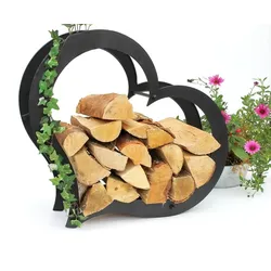 DanDiBo Kaminholzregal Innen Metall Herz Kaminholzständer 66 cm 190135 Holzkorb Kaminholzhalter Feuerholzhalter