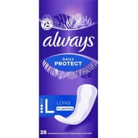 Always Daily Protect, lang, 26 Slipeinlagen für Damen, ideal für Weißverlust, optimaler Schutz und ohne Duft