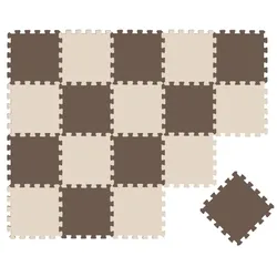 LittleTom Puzzlematte 18 Teile Baby Kinder Puzzlematte ab Null - 30x30cm, braun beige Kindermatte bunt