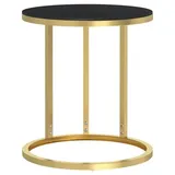 vidaXL Beistelltisch Golden und Schwarz 45 cm Hartglas