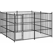vidaXL Outdoor-Hundezwinger 300 x 300 x 185 cm Stahl Schwarz