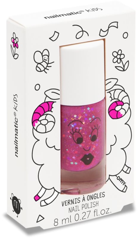 Nailmatic Kids Nagellack für Kinder Farbton Sheepy - transparent glitter raspberry 8 ml