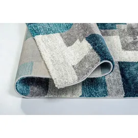 OCI DIE TEPPICHMARKE OCI Frisé-Teppich STEADY ALLOVER" Gr. 2, blau (petrol, grau), B:80cm H:20mm L:150cm, Polypropylen (PP), Teppiche, Teppich, Frisé Kurzdlor, Mosaik, robust, Wohnzimmer