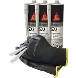 vasalat Sika Sikaflex 522 Kleber - Dichtmasse und Klebstoff - ideal für Wohnwagen, 300ml schwarz 3er Set mit 5 Düsenspitzen