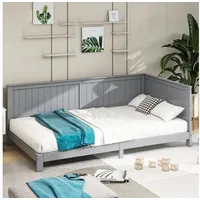 MODFU Schlafsofa Einzeltagesbett aus Holz, Kinderbett, Kinderbett 90*200 cm, ohne Matratze grau