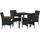 vidaXL Garten Essgruppe mit Kissen 5 pcs Schwarz Poly Rattan