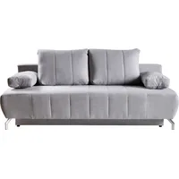 WERK2 Schlafsofa »Troya«, 2-Sitzer Sofa und Schlafcouch mit Federkern & Bettkasten grau