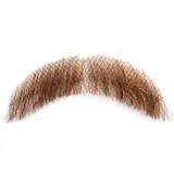 Pesoncarl Künstlicher Schnurrbart aus Echthaar, realistischer 8 cm Langer Spatzenbart, Ziegenbart, unsichtbarer Spitzenbart für Halloween, lustiges Cosplay-Kostüm, braun