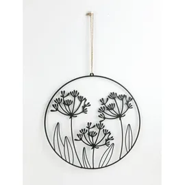 Trendline Aufhänger Metall Mit Nieten Blumen 47 X 1 X 30 Cm Schwarz Figuren