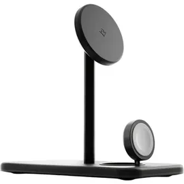 Twelve South HiRise 3 Deluxe 3-in-1 kabelloses Ladegerät 2024 – MagSafe Ladegerät 15W – Qi-es Ladegerät 7.5W – Schnellladegerät für Appl... - Schwarz