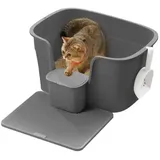 Songmics FEANDREA Katzentoilette für große Katzen mit hohen Seitenwänden, Katzenstreumatte und Schaufel, Aufbewahrungsbox