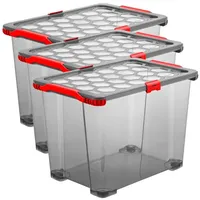 Rotho Evo Total Protection 3er-Set Aufbewahrungsbox 65l mit Deckel,