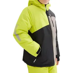 Kinder Snowboard-Jacke für Jungen Outdoor-Jacke mit Kapuze und Schneefang 919554 Grün/Schwarz/Grau - 104/110