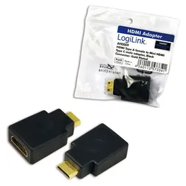 Logilink AH0009 HDMI Adapter [1x HDMI-Stecker C Mini - 1x HDMI-Buchse] Schwarz vergoldete Steckkontakte