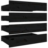 vidaXL Bettschubladen 4 Stk. Schwarz Massivholz Kiefer