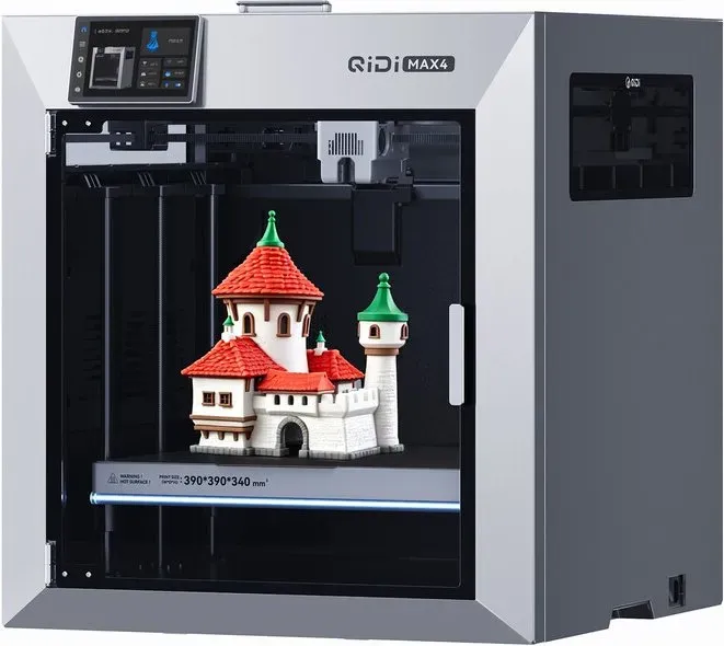 QIDI Max4 3D-Drucker, großes Baufeld 390 × 390 × 340 mm, beheizte Kammer 65 °C, FDM-3D-Drucker, Hochgeschwindigkeit bis zu 800 mm/s, unterstützt bis zu 16 Farben/Mehrere Materialien mit Qidi Box, automatische Bettenabgleichung