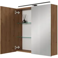 Planetmöbel Spiegelschrank ARIA 70 cm gold eiche mit Leuchte