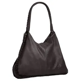 Samantha look Shopper echt Leder, Damen, Made in Italy geräumige Umhängetasche mit Flechrand - Einheitsgröße