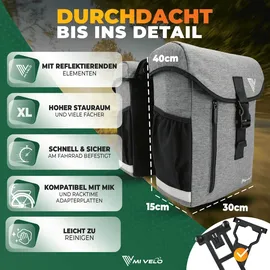 MIVELO Doppeltasche 36L schwarz