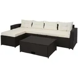 MCW Poly-Rattan Garnitur MCW-J34, Balkon-/Garten-/Lounge-Set Sitzgruppe Sofa, Staufach - 2 Jahre Gewährleistung - mind. 14 Tage Rückgaberecht - Beige,Braun