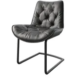 DeLife Freischwinger Taimi-Flex Echt-Leder Schwarz Freischwinger rund Schwarz