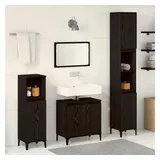vidaXL Badezimmermöbel-Set vidaXL 3-tlg. Schwarz Eiche
