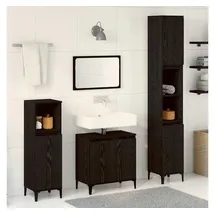vidaXL Badezimmermöbel-Set vidaXL 3-tlg. Schwarz Eiche