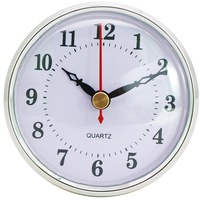 Surakey 3-1/8 Zoll (80 mm) Uhrwerk, Quarz-Uhr Arabische Ziffer Quarzuhr Einfügen Einbau-Uhr DIY Quartz Uhrwerk Zubehör mit Silber Trim,Quarzwerk Europäischer Stil Clock Einsteckuhrwerk