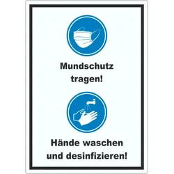Mundschutz Händewaschen Aufkleber A6 (105x148mm)