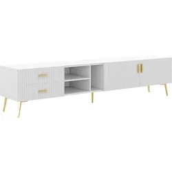 Merax TV-Ständer für 75-Zoll-Fernseher, Lowboards, TV-Boards, TV-Schrank, Entertainment-Center, TV-Konsolentisch weiß